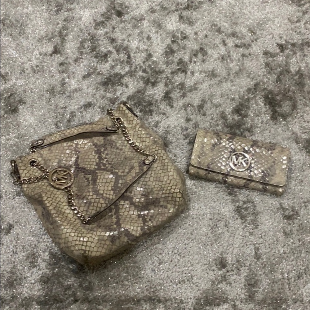 Michael Kors snake purse and wallet.